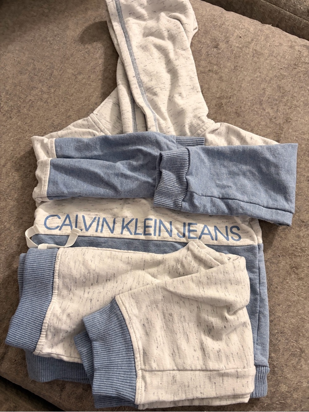 Calvin Klein Jeans Blue & Heathered White Hoodie Set